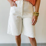 Dropped Long Shorts - White