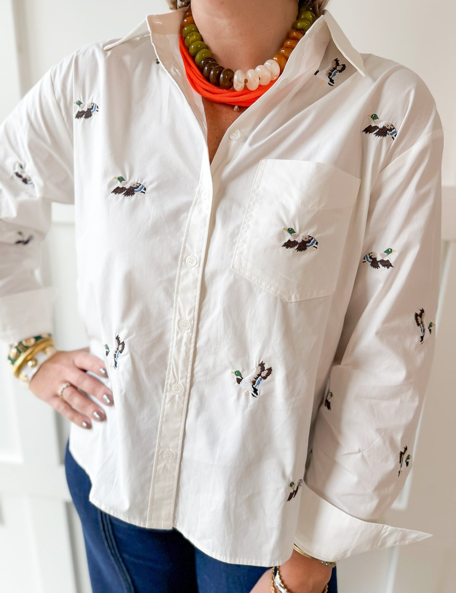 Duck Button Down Shirt - White