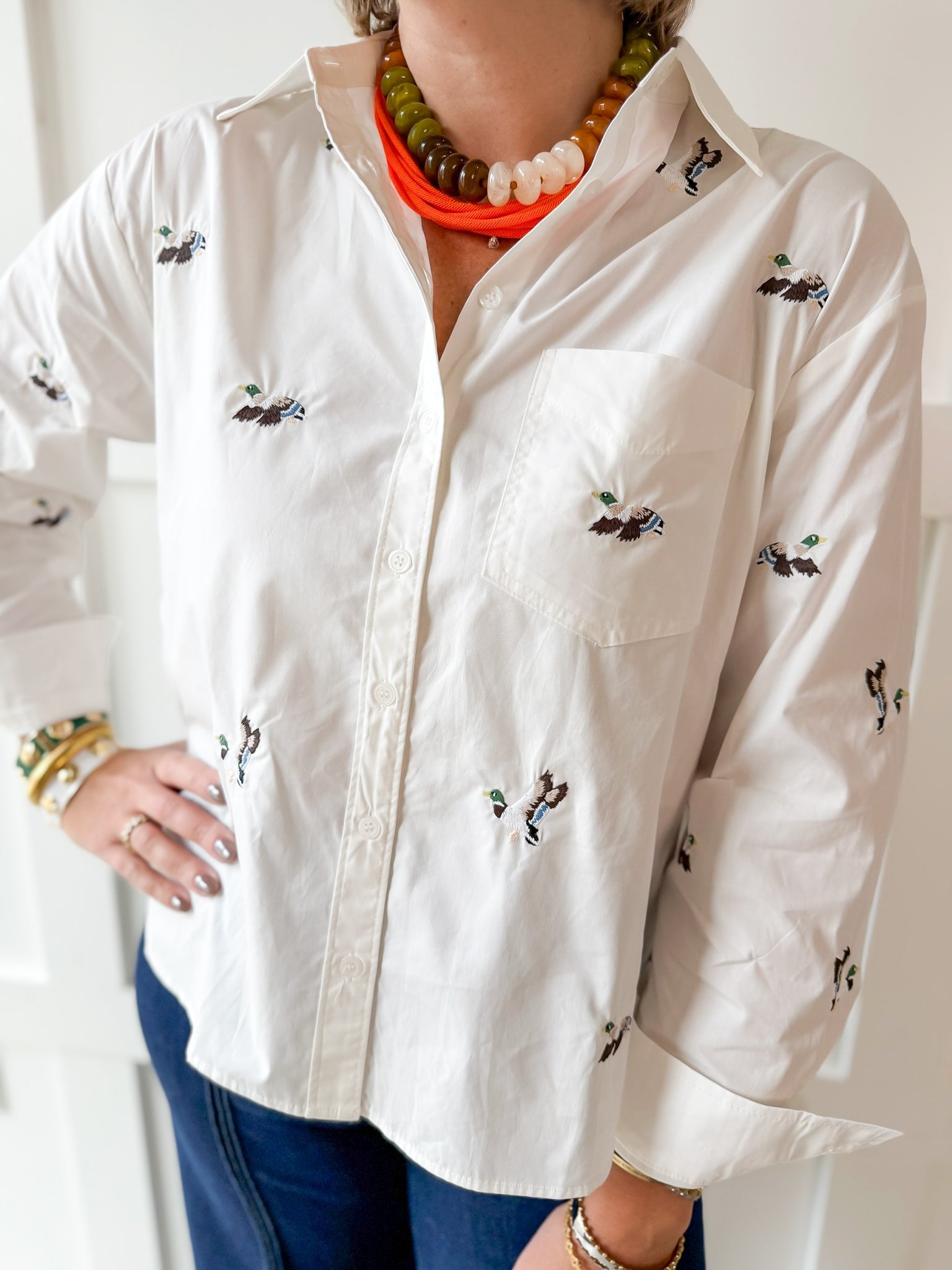 Duck Button Down Shirt - White