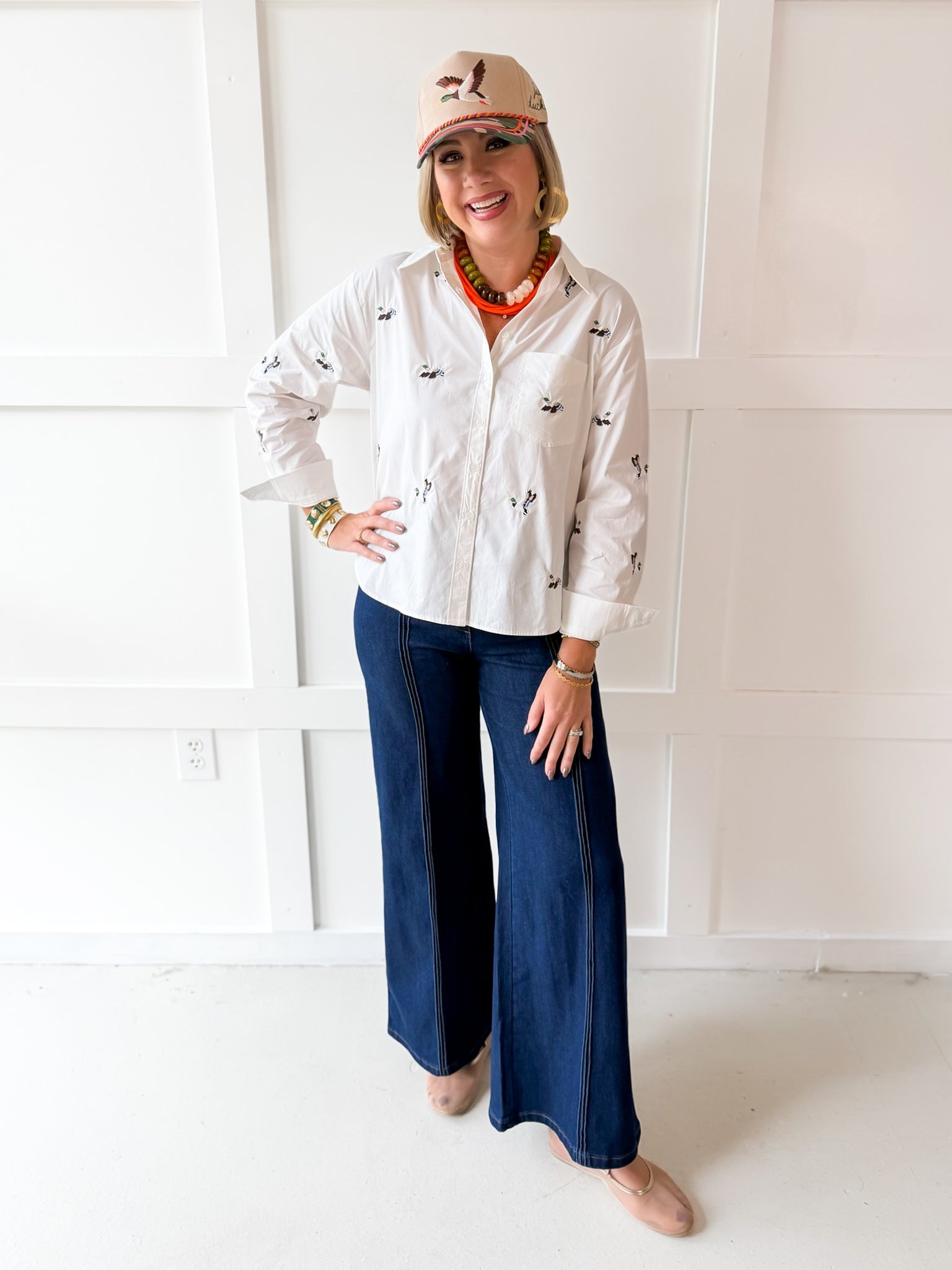 Duck Button Down Shirt - White