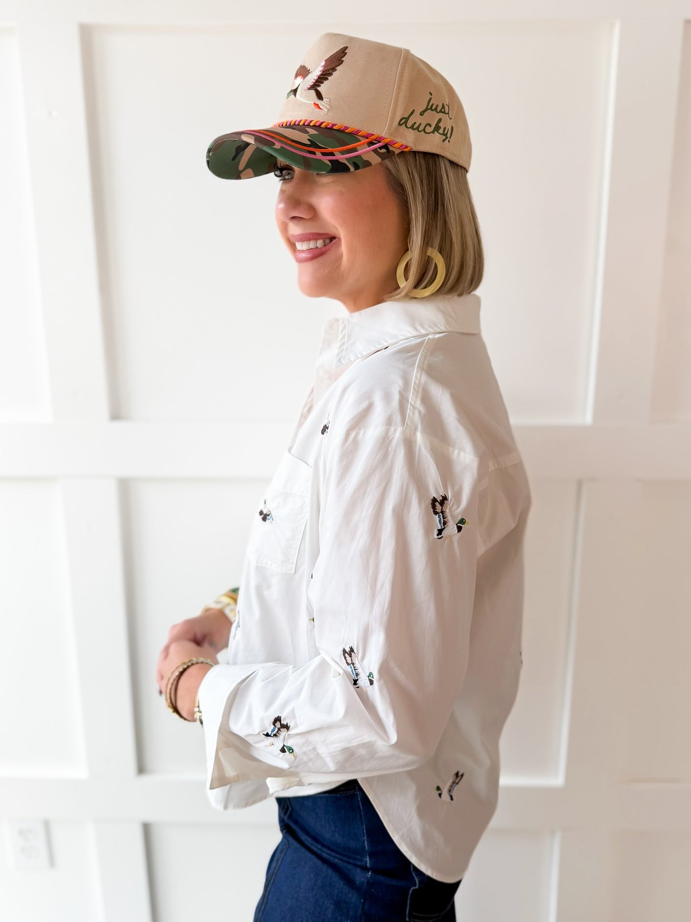 Duck Button Down Shirt - White