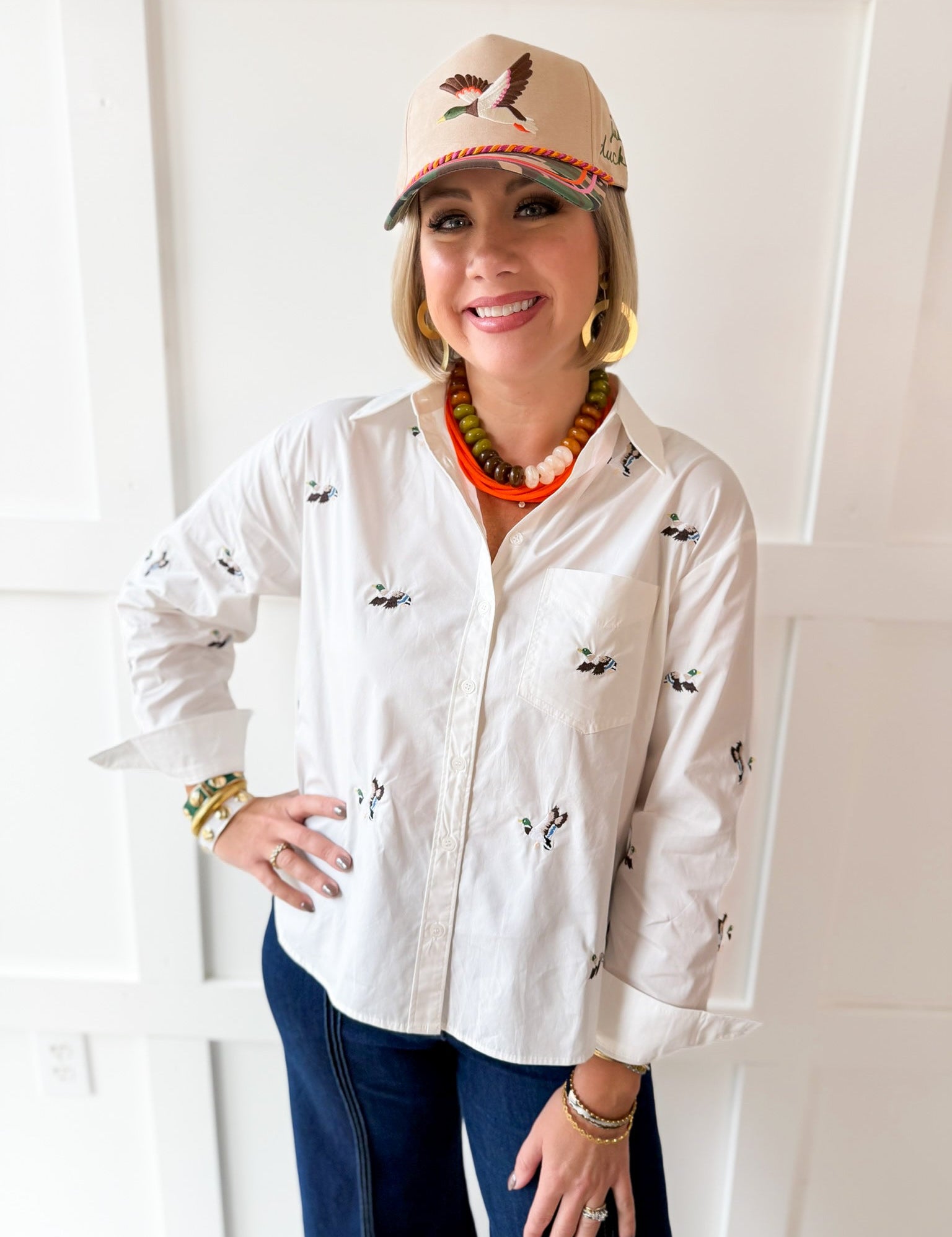 Duck Button Down Shirt - White
