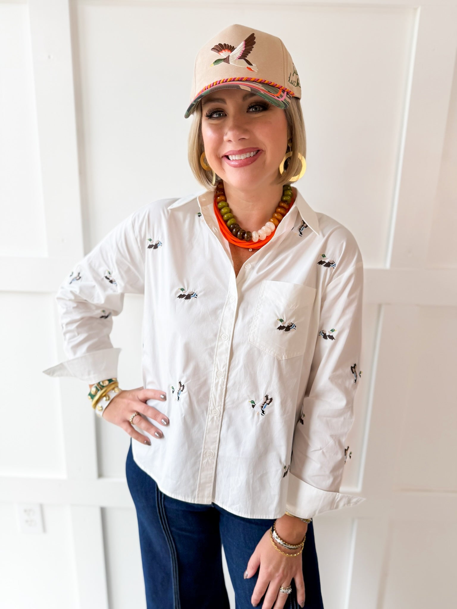 Duck Button Down Shirt - White