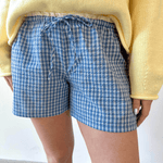 Dusty Blue Checkered Shorts