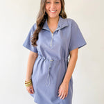 Dusty Blue Poplin Dress