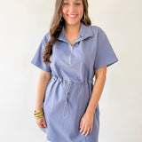 Dusty Blue Poplin Dress