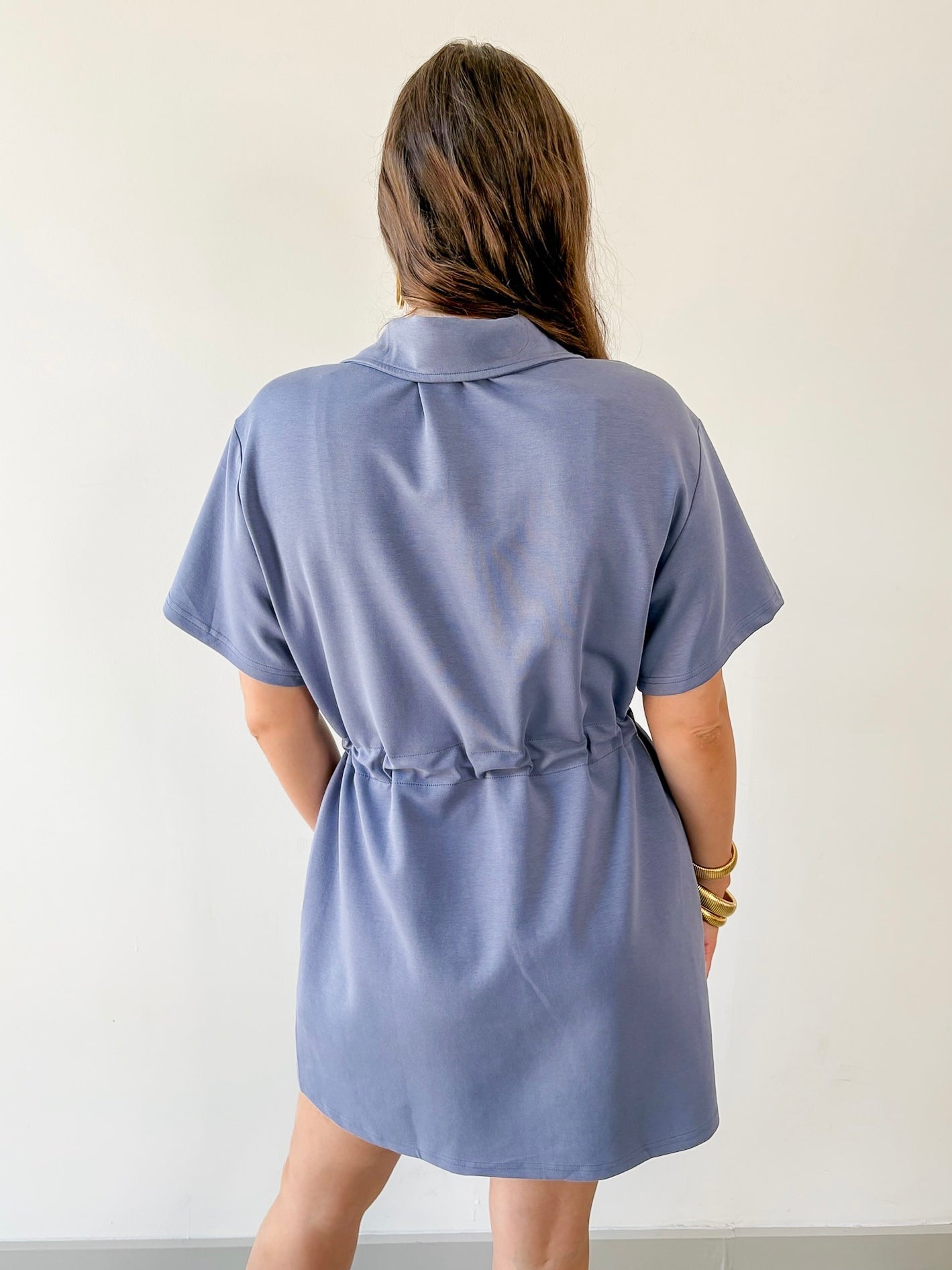 Dusty Blue Poplin Dress