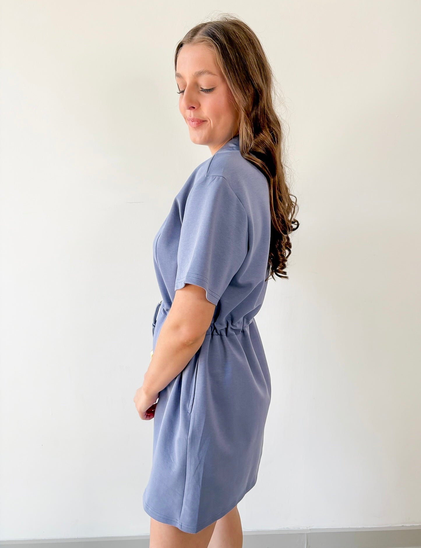 Dusty Blue Poplin Dress