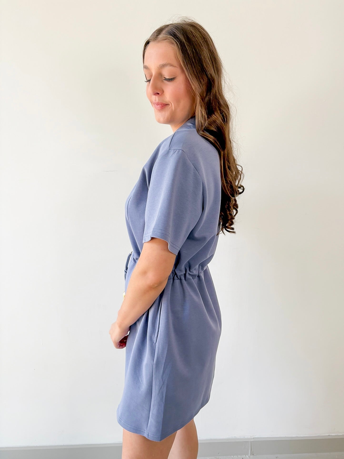 Dusty Blue Poplin Dress