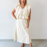 Ecru Bubble Top and Skirt Set