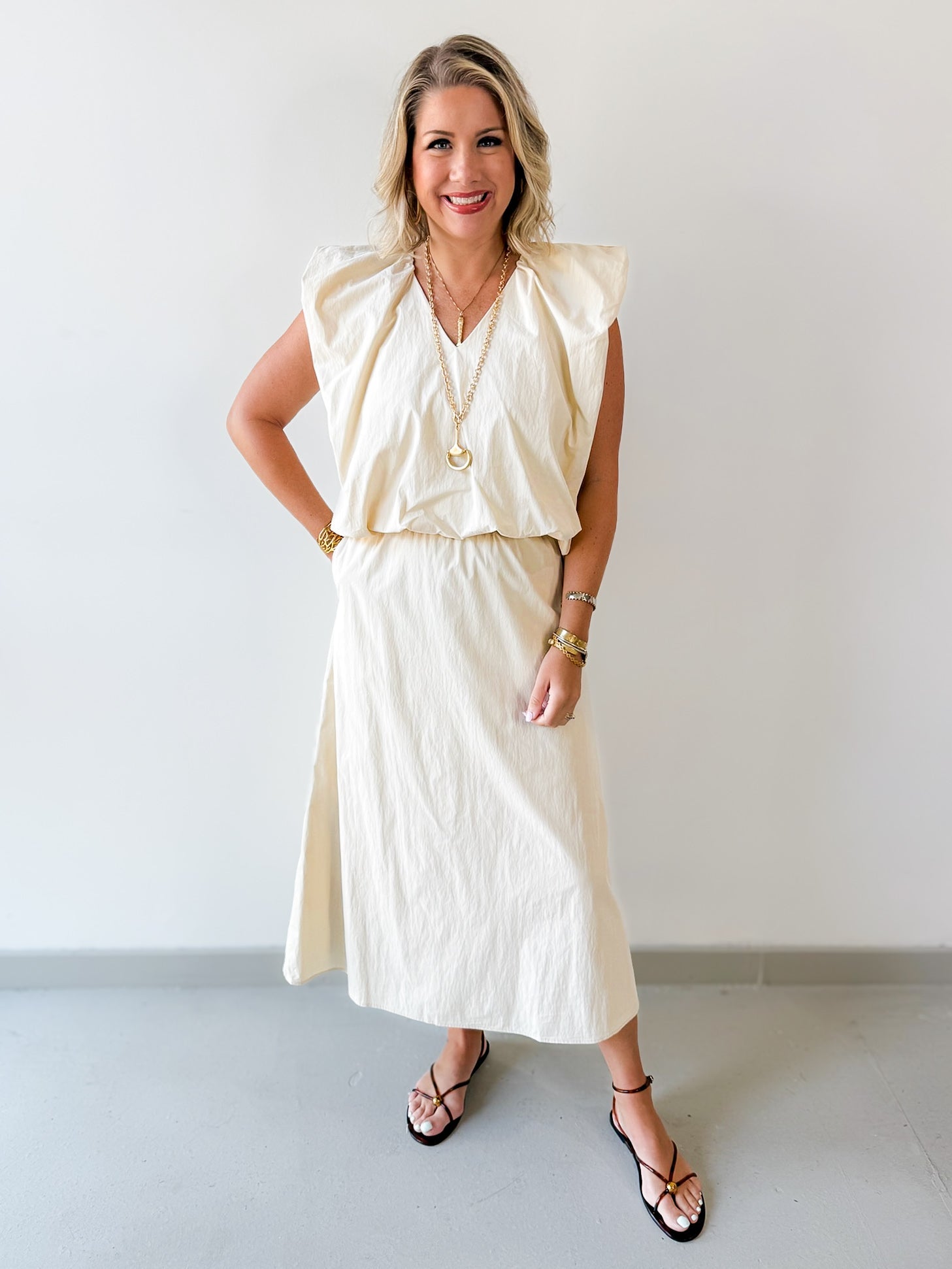 Ecru Bubble Top and Skirt Set