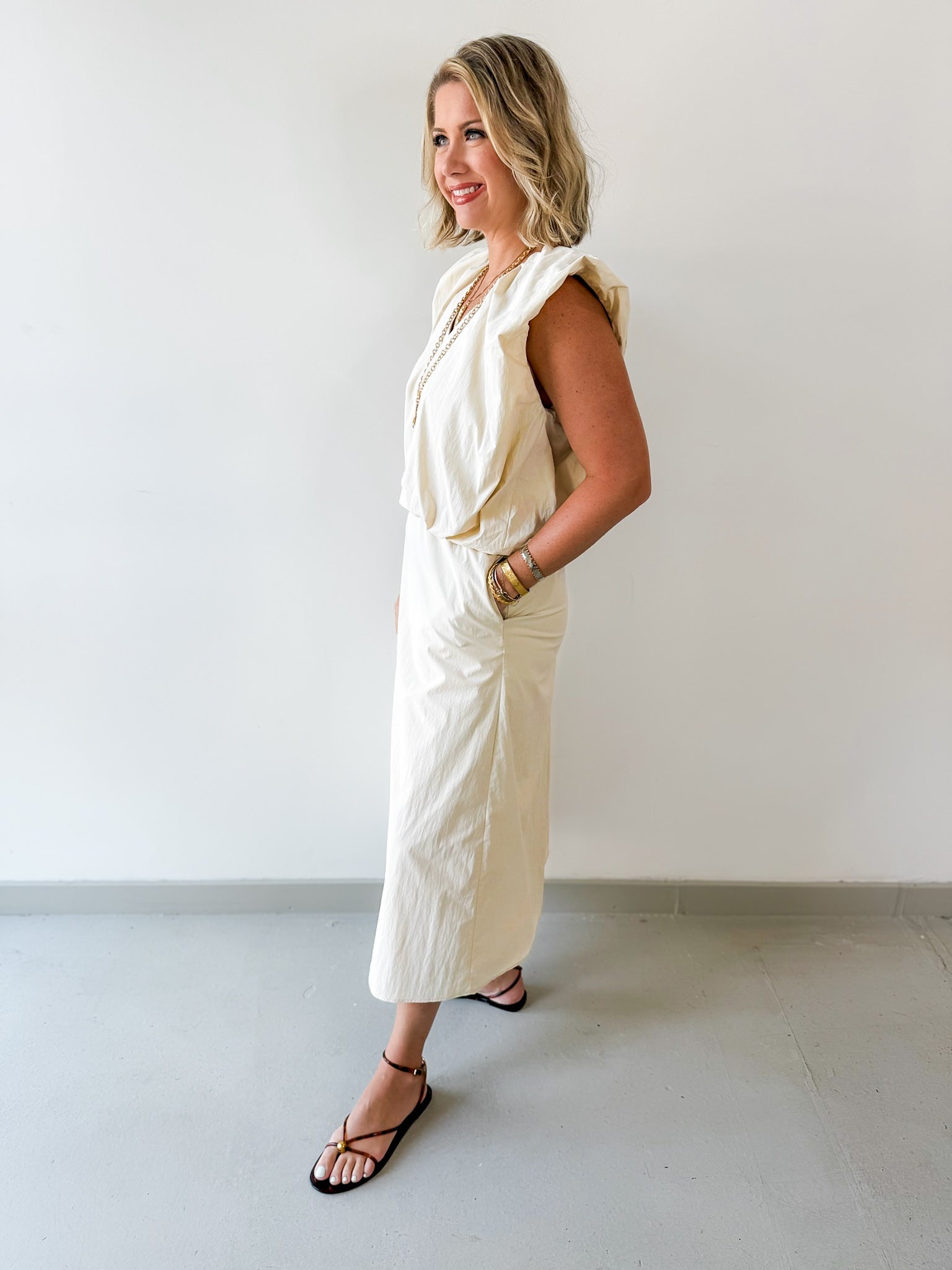 Ecru Bubble Top and Skirt Set