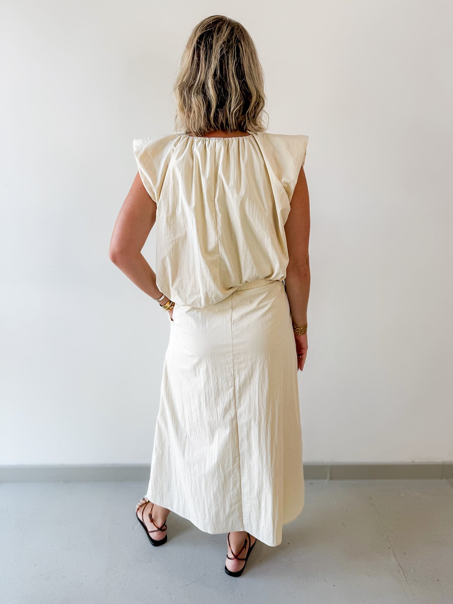 Ecru Bubble Top and Skirt Set