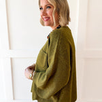 Edge Scallop Knit Sweater - Olive
