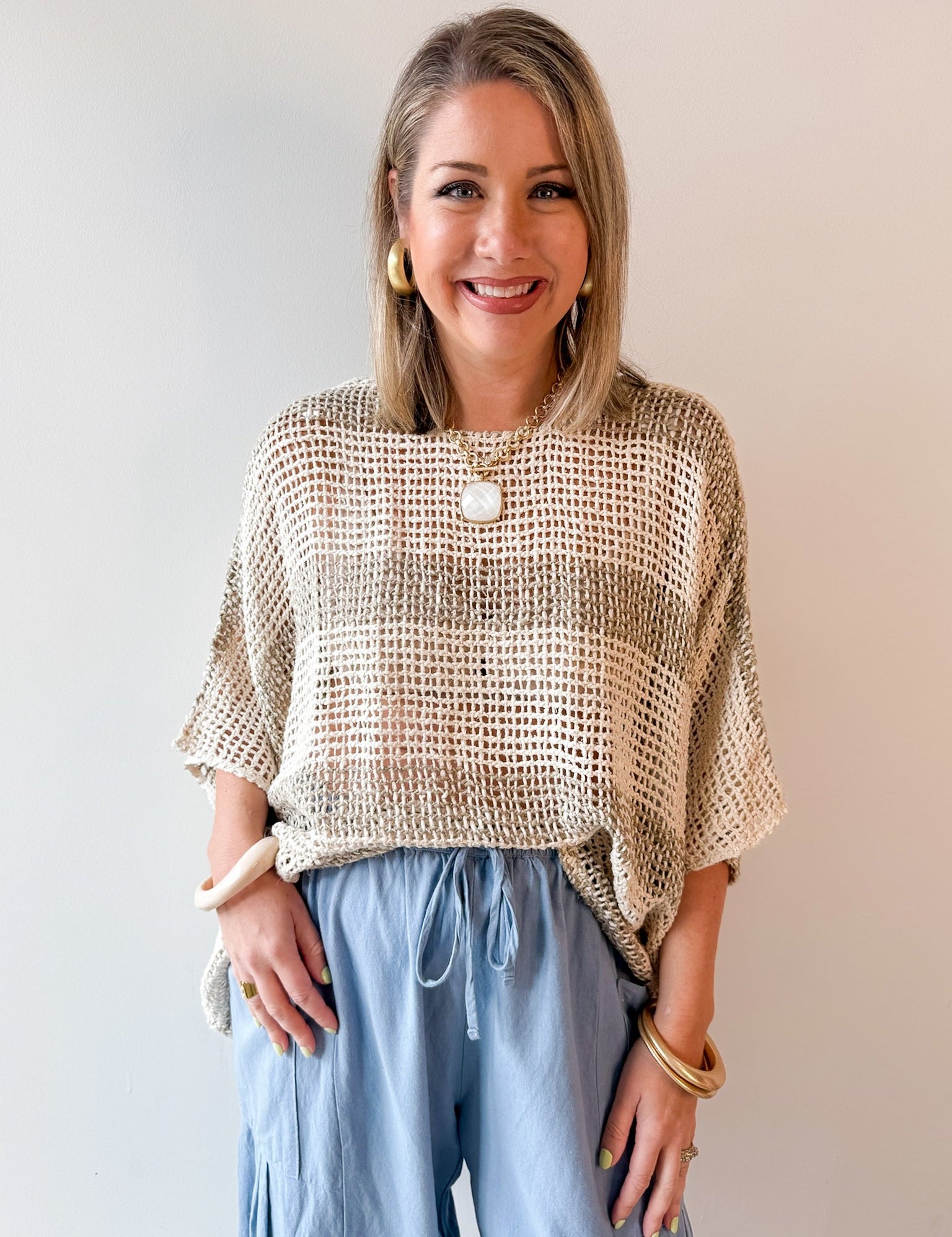 Elanni Stripe Top - Cream/Mocha