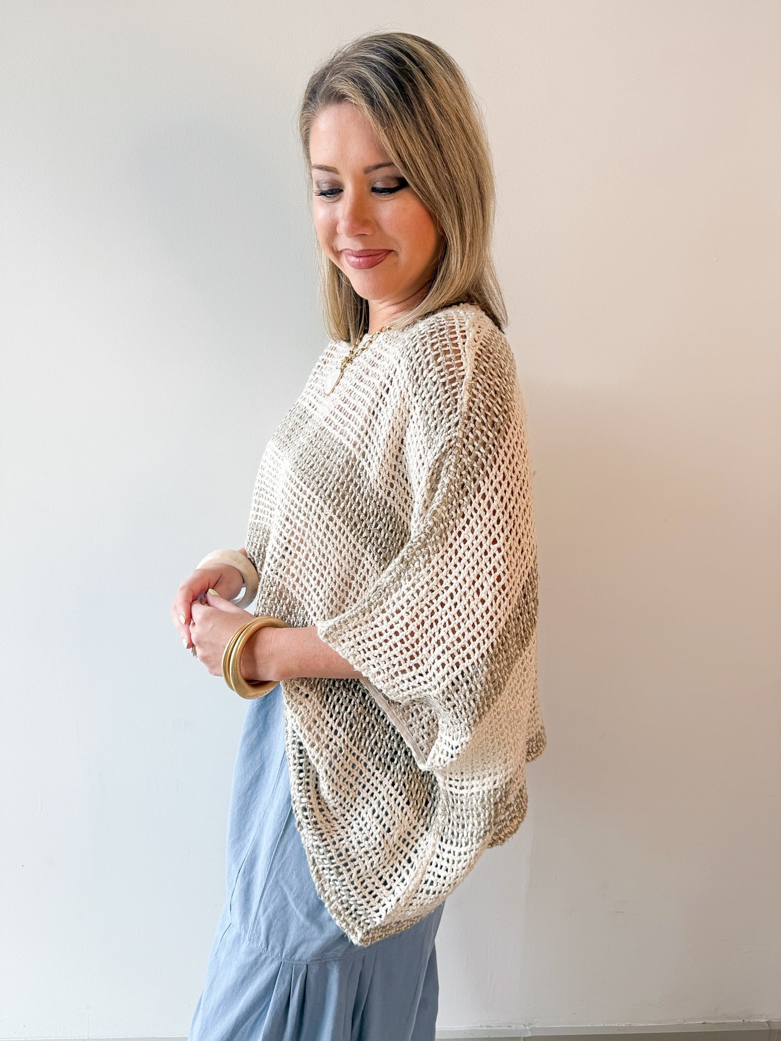 Elanni Stripe Top - Cream/Mocha