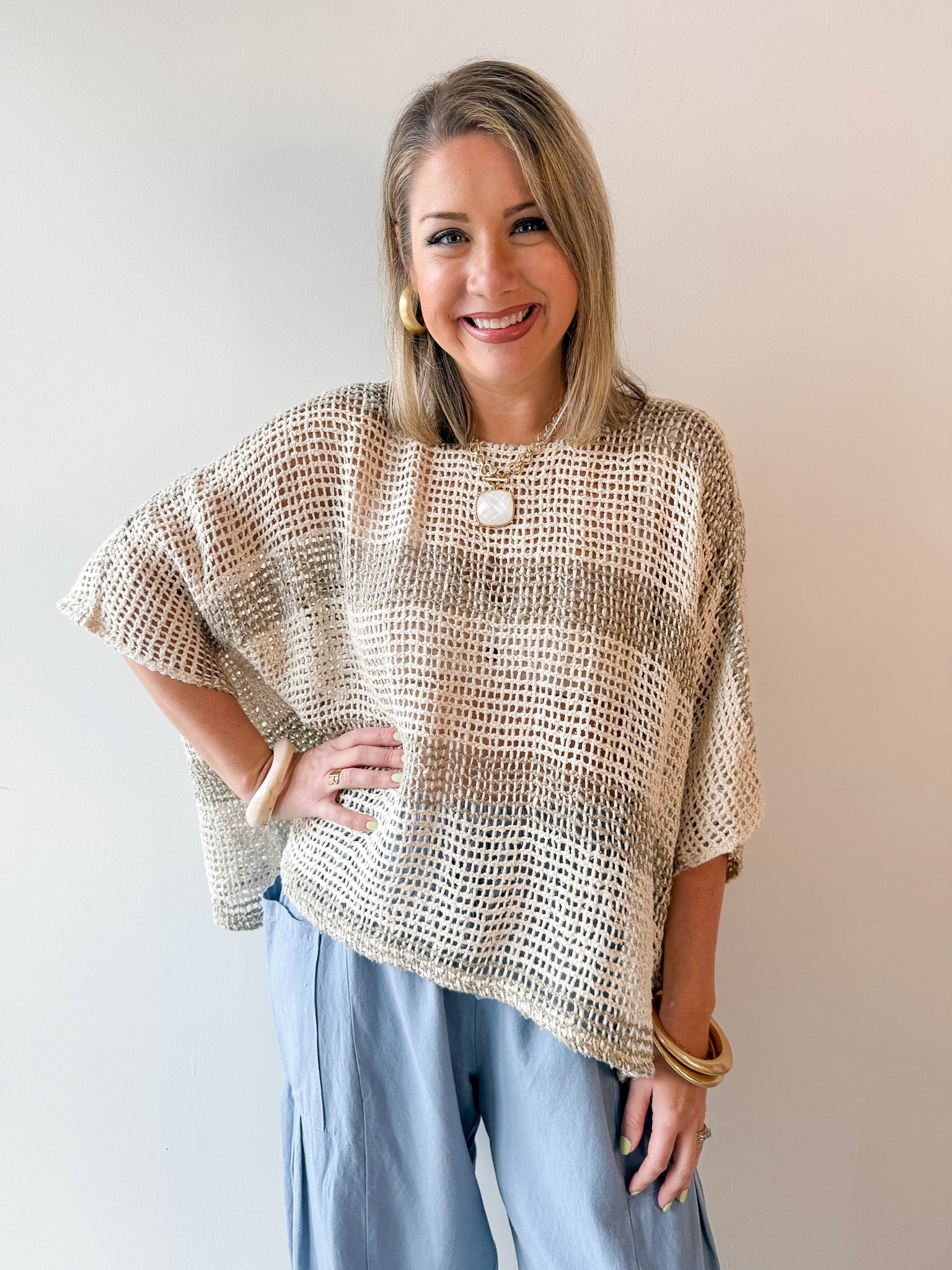 Elanni Stripe Top - Cream/Mocha