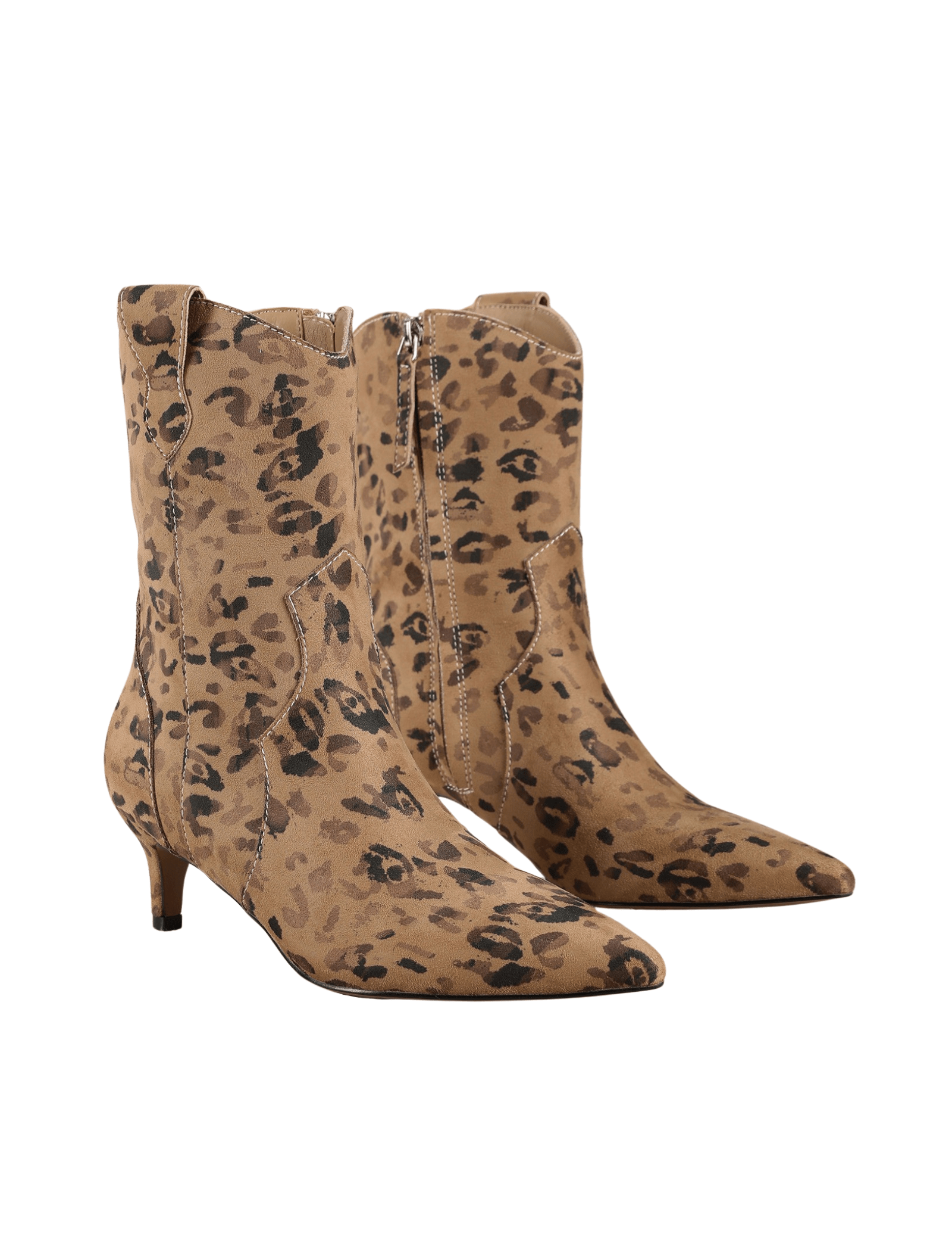 Elise Kitten Heel Boots - Leopard