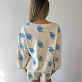 Emboidered Sweater & Short Set - White