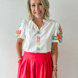 Embroidered Accent Top