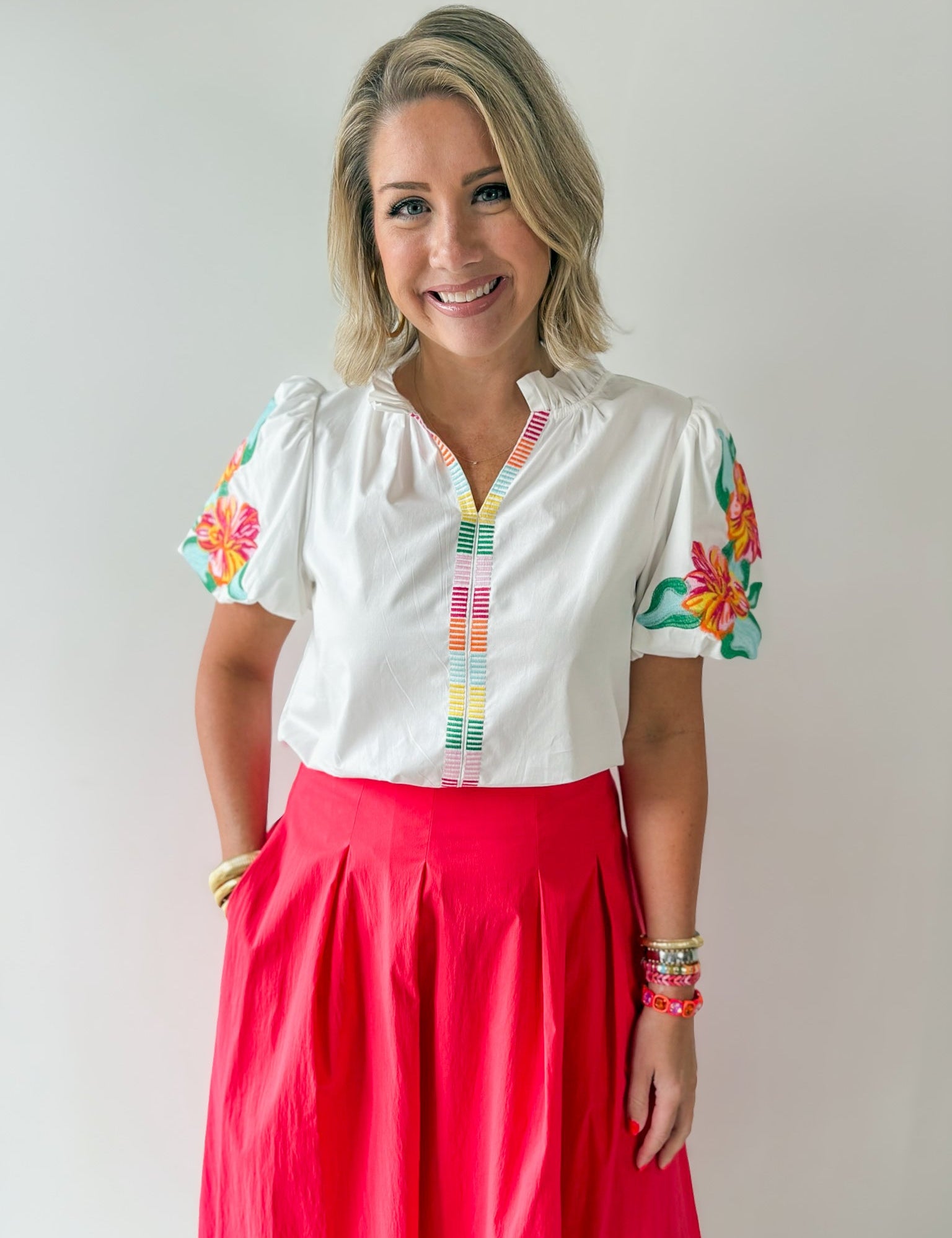 Embroidered Accent Top