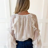 Embroidered Bubble Hem Top