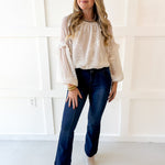 Embroidered Bubble Hem Top