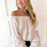 Embroidered Bubble Hem Top