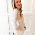 Embroidered Bubble Hem Top