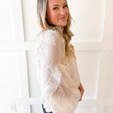 Embroidered Bubble Hem Top