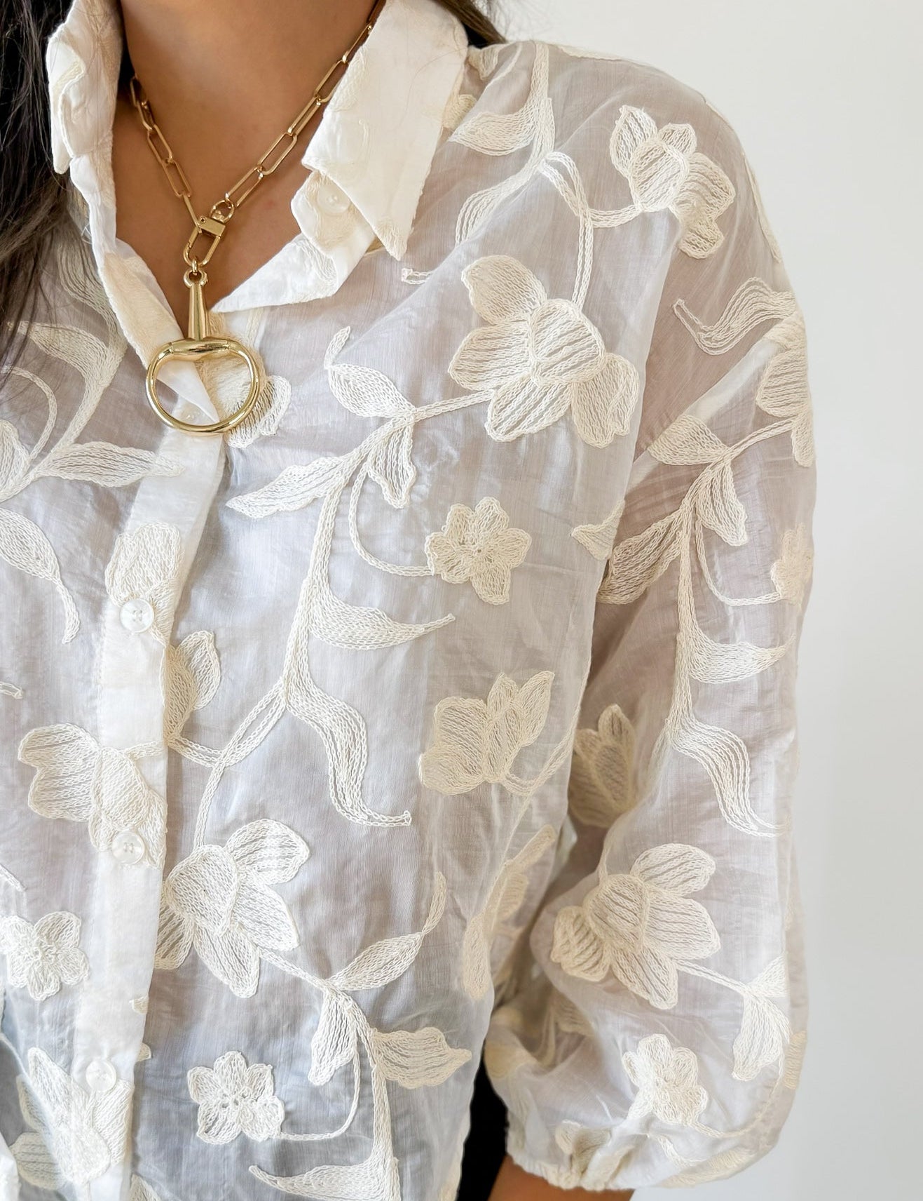 Embroidered Cream Shirt