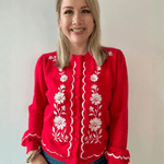 Embroidered Detail Balloon Sleeve Cardi