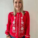 Embroidered Detail Balloon Sleeve Cardi