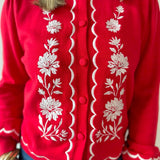 Embroidered Detail Balloon Sleeve Cardi