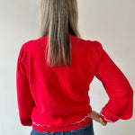 Embroidered Detail Balloon Sleeve Cardi