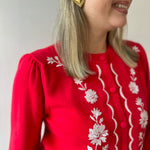 Embroidered Detail Balloon Sleeve Cardi