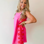 Embroidered Detail Dress - Pink & Orange