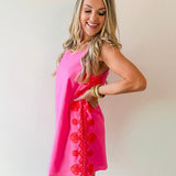 Embroidered Detail Dress - Pink & Orange