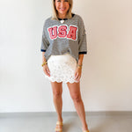 Embroidered Eyelet Washed Skort - Off White