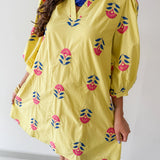 Embroidered Floral 3/4 Sleeve Dress