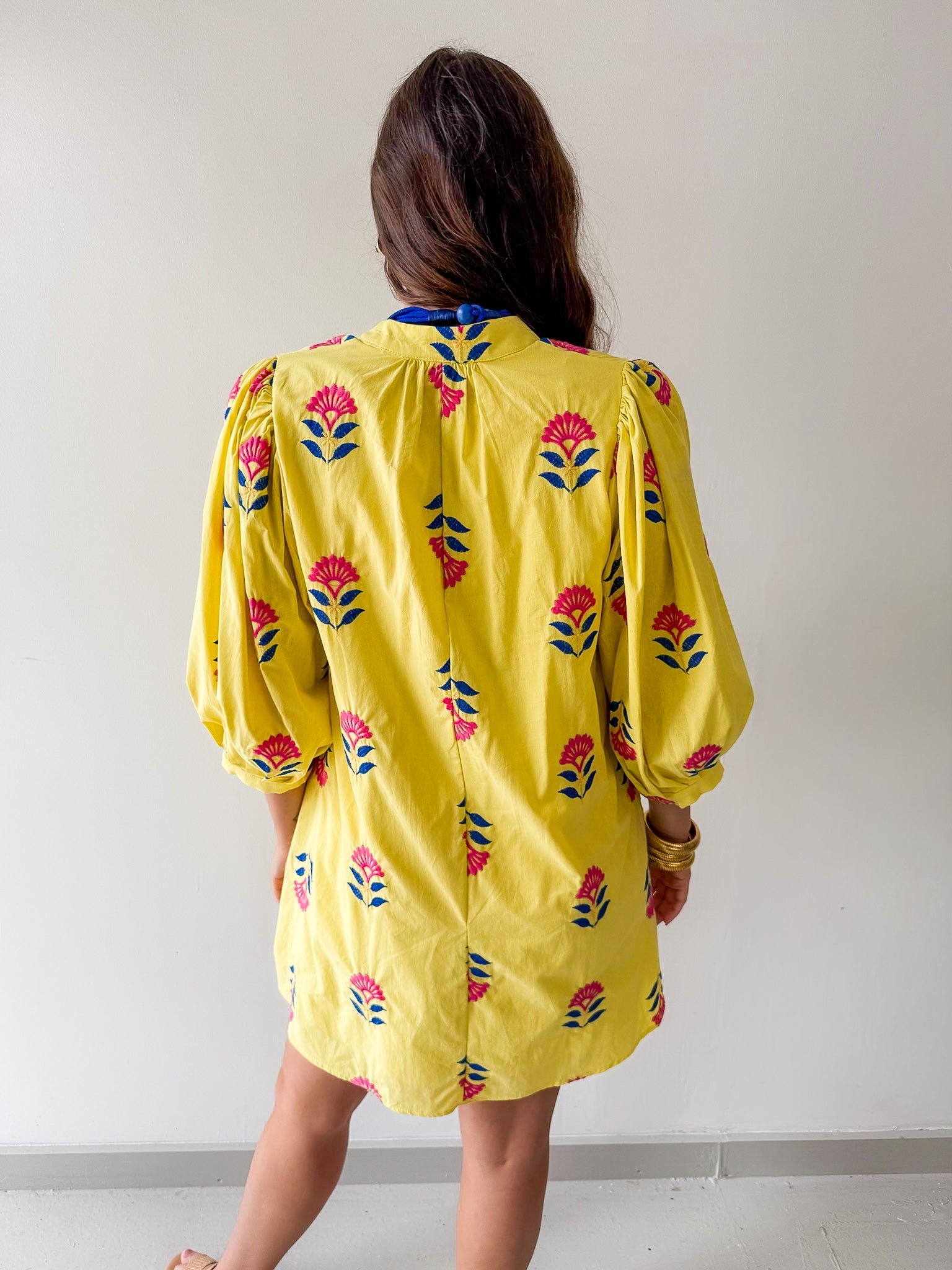 Embroidered Floral 3/4 Sleeve Dress