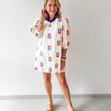 Embroidered Floral 3/4 Sleeve Dress
