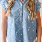 Embroidered Floral Denim Shirt
