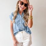 Embroidered Floral Denim Shirt