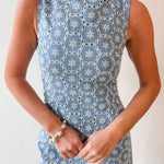 Embroidered Floral Light Denim Dress