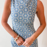 Embroidered Floral Light Denim Dress