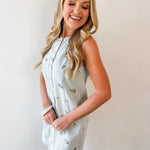 Embroidered Floral Light Denim Dress