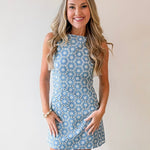 Embroidered Floral Light Denim Dress