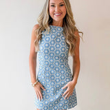 Embroidered Floral Light Denim Dress