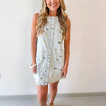 Embroidered Floral Light Denim Dress